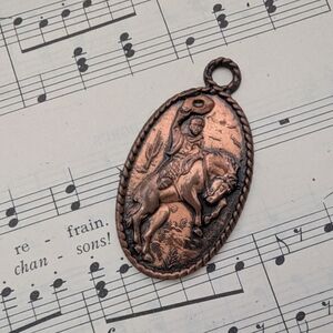 Copper Cowboy Horse Rider Pendant
